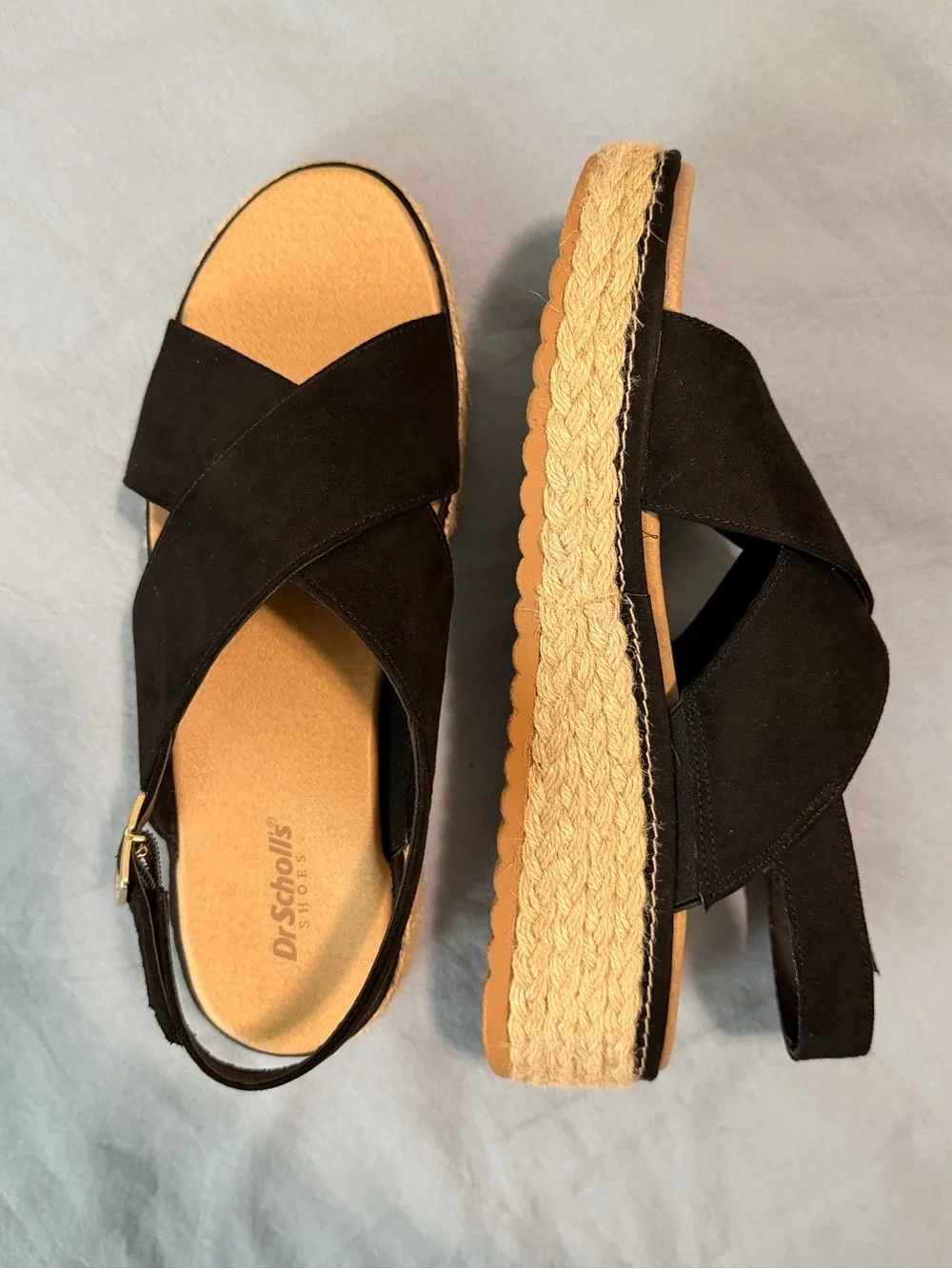 Dr. Scholl's Black Espadrille Platform Sandals with Braided Midsole